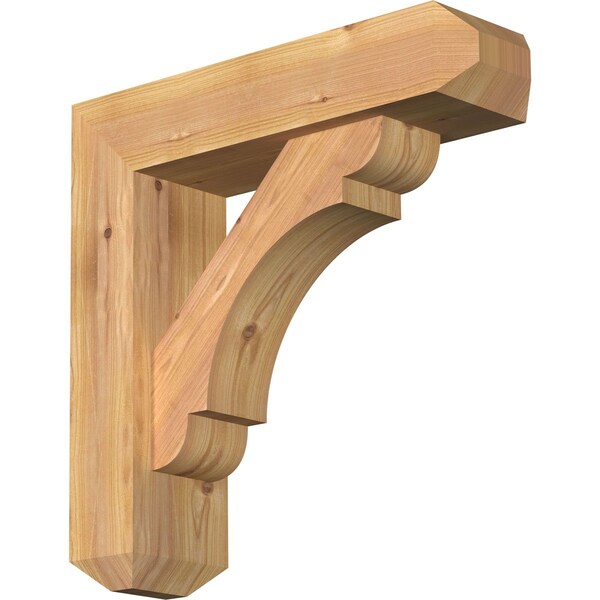 Ekena Millwork Olympic Craftsman Smooth Bracket w/ Offset Brace, Western Red Cedar, 5 1/2"W x 20"D x 20"H BKT0604X20X20OLY04SWR - main